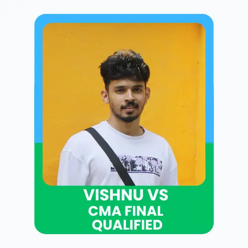 Poster of VISHNU celebrating her achievement of qualifying CMA Final, with a portrait image and green-blue background design.