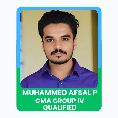 Portrait of Muhammed Afsal P celebrating CMA Group IV qualification with a confident expression.