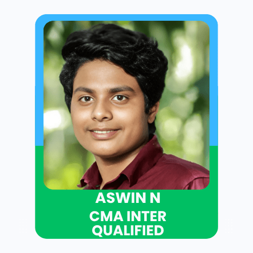 Portrait of Aswin celebrating the CMA Group Inter qualification with a confident expression.