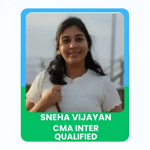 Portrait of Sneha celebrating CMA Group Inter qualification with a confident expression