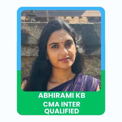 Portrait of Abhirami celebrating CMA Group Inter qualification with a confident expression