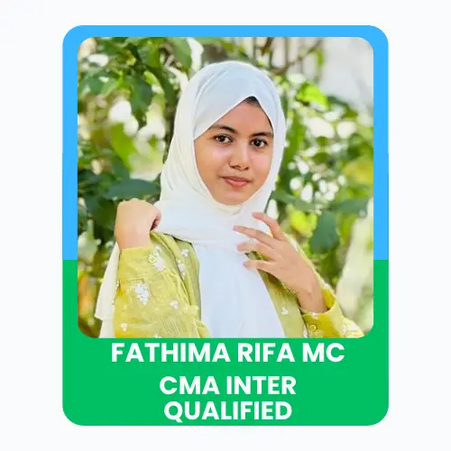 Portrait of Rifa celebrating CMA INTER qualification with a confident expression